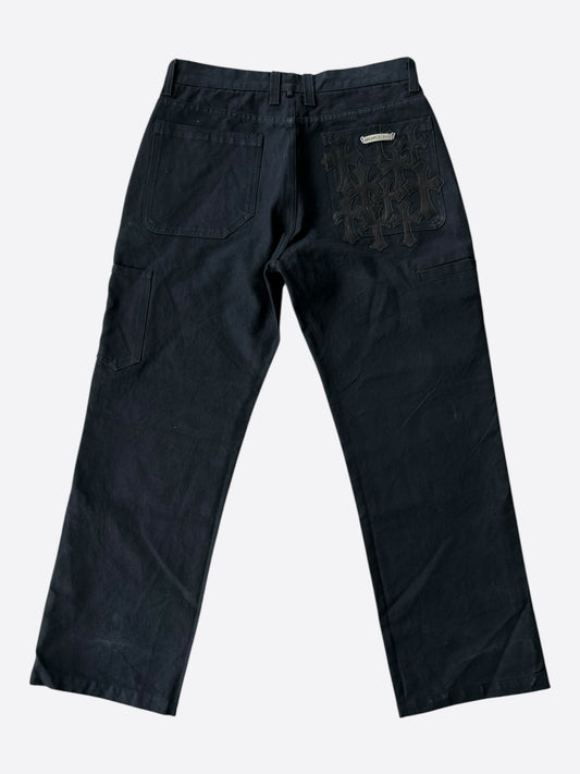 Chrome Hearts Black Cross Patch Carpenter Pants