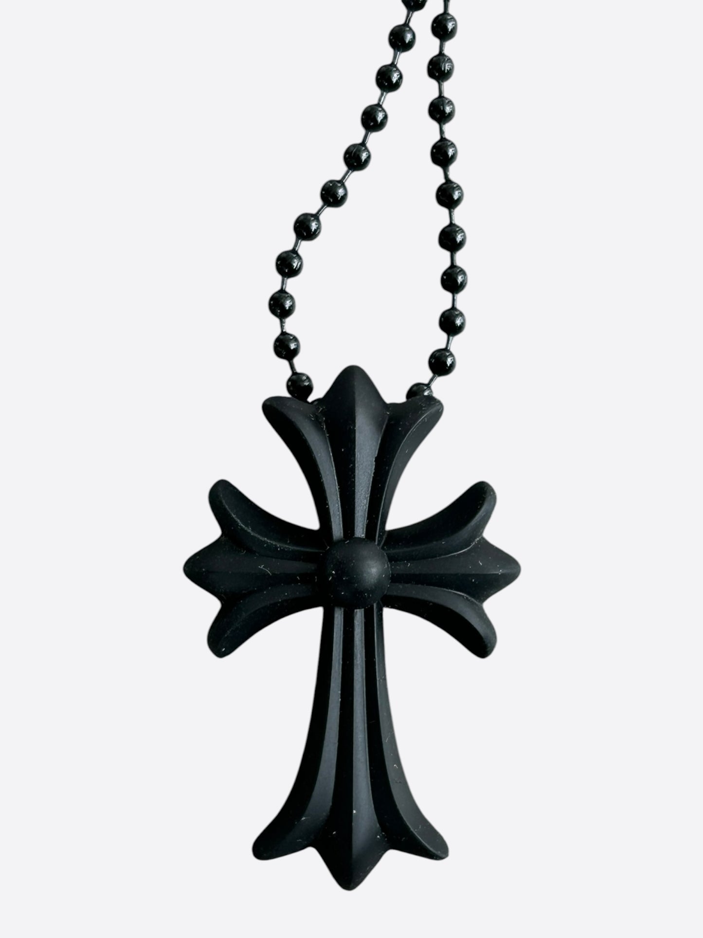 Chrome Hearts Black Silichrome Cross Necklace