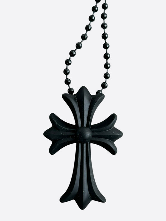 Chrome Hearts Black Silichrome Cross Necklace
