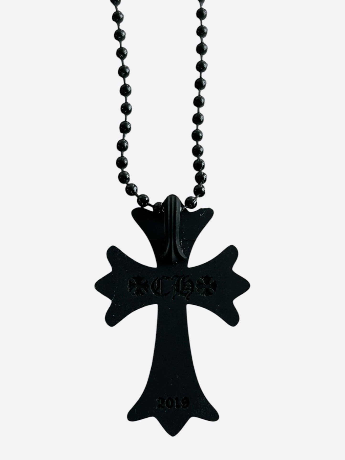 Chrome Hearts Black Silichrome Cross Necklace