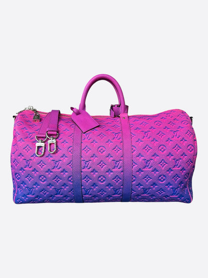 Louis Vuitton Pink & Purple Taurillon Illusion Monogram Keepall 50