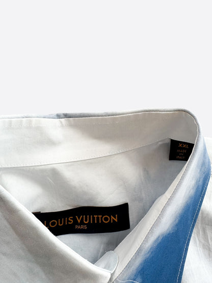 Louis Vuitton Blue & White Cloud Logo Button Up