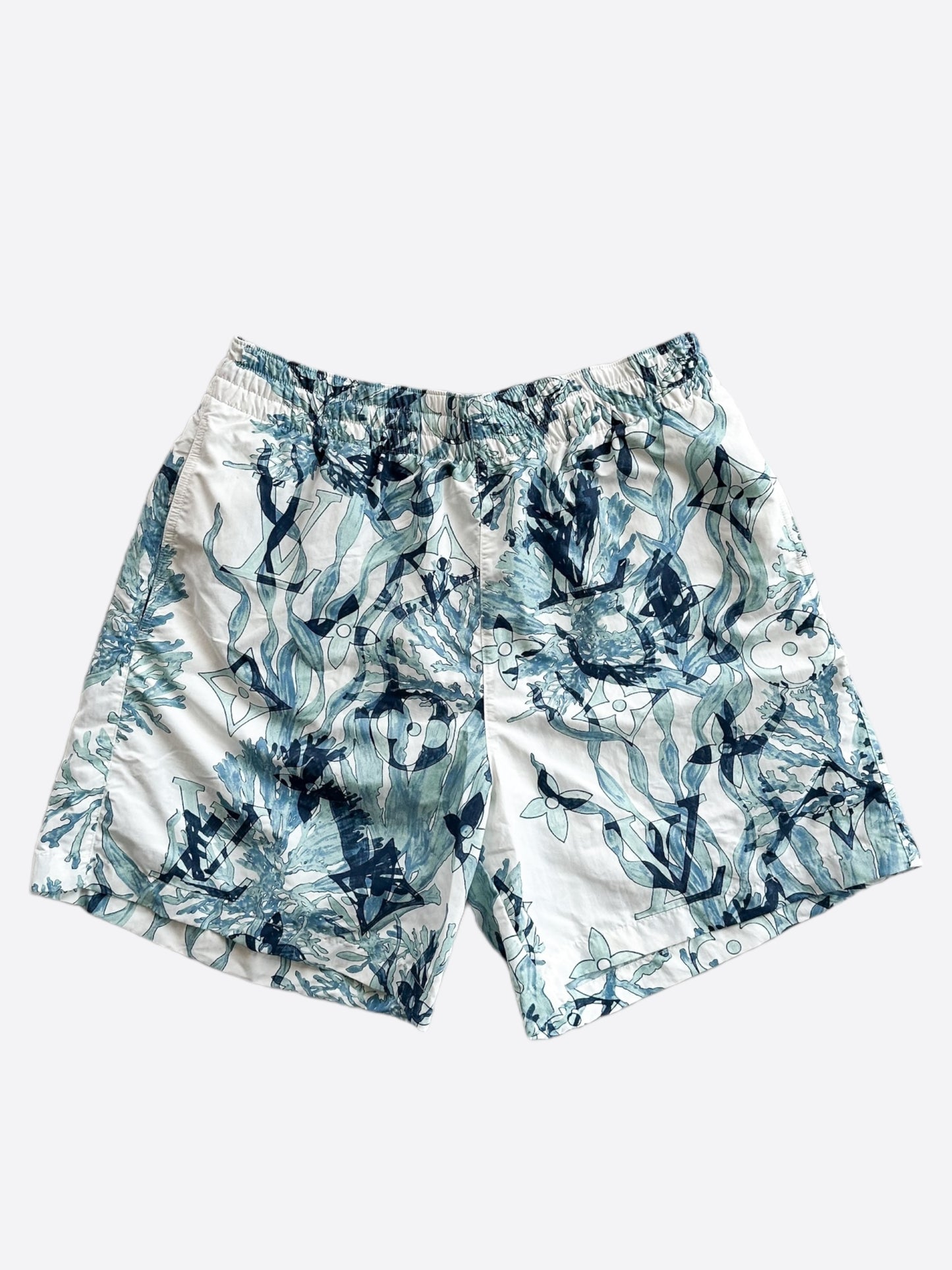 Louis Vuitton Blue & White Aquagarden Monogram Swimshorts