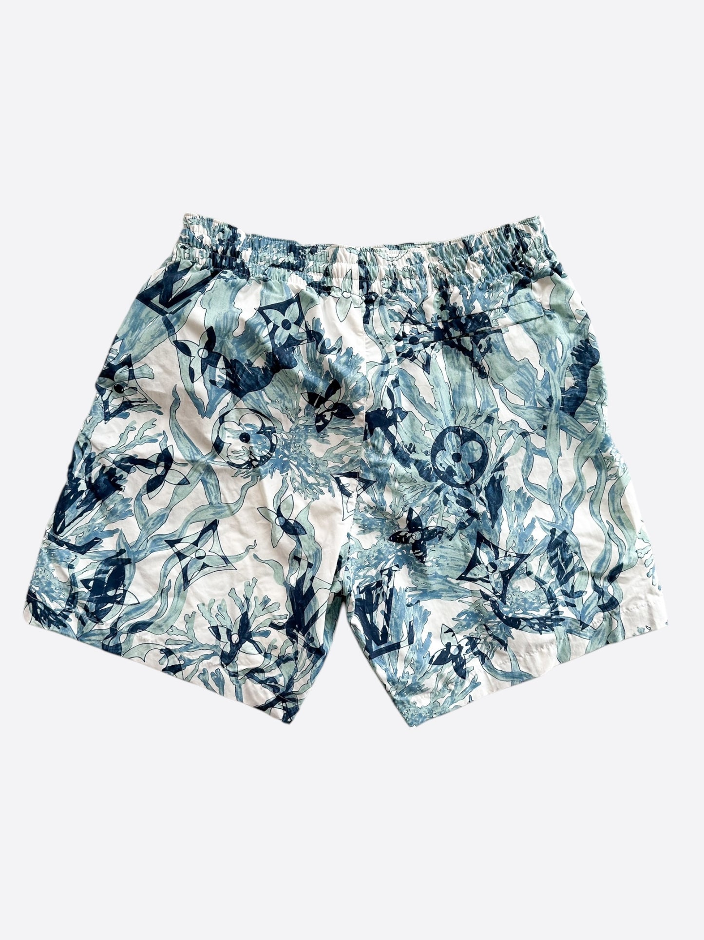 Louis Vuitton Blue & White Aquagarden Monogram Swimshorts