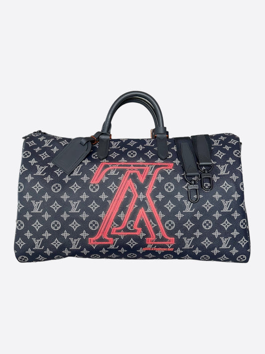 Louis Vuitton Navy Upside Down Monogram Keepall 50