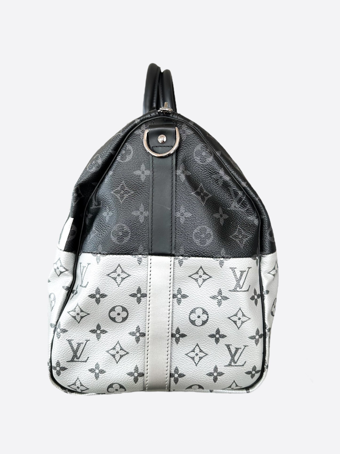 Louis Vuitton Black & Silver Split Monogram Keepall 50