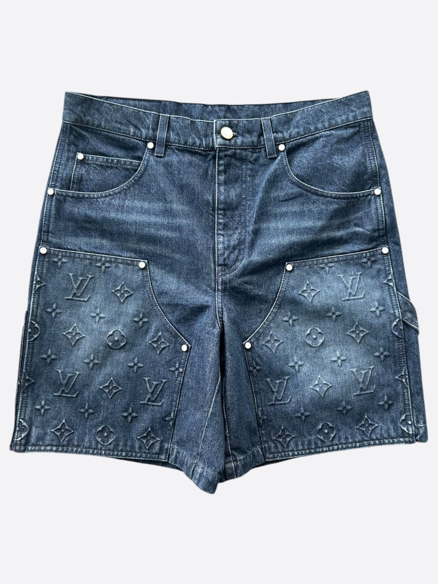 Louis Vuitton Blue Monogram Carpenter Denim Shorts