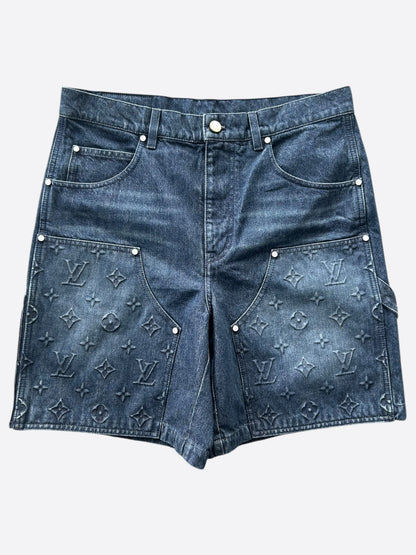 Louis Vuitton Blue Monogram Carpenter Denim Shorts