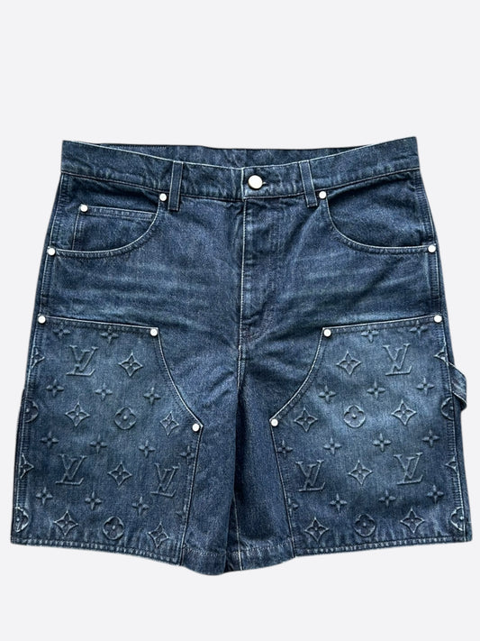 Louis Vuitton Blue Monogram Carpenter Denim Shorts