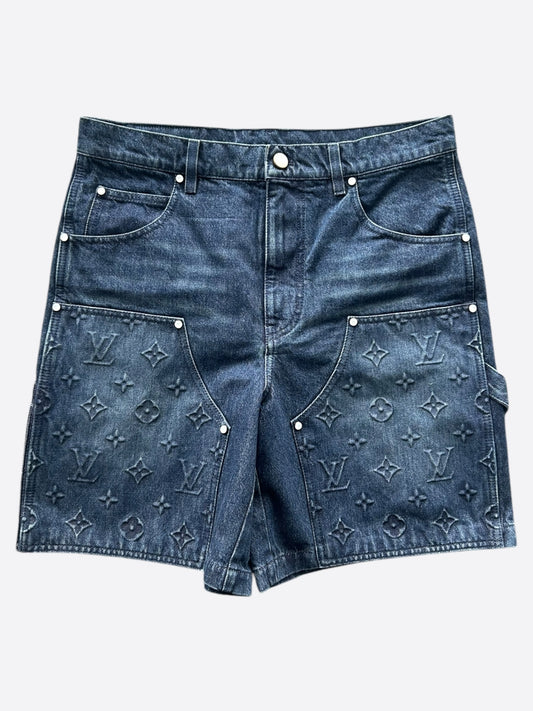 Louis Vuitton Blue Monogram Carpenter Denim Shorts