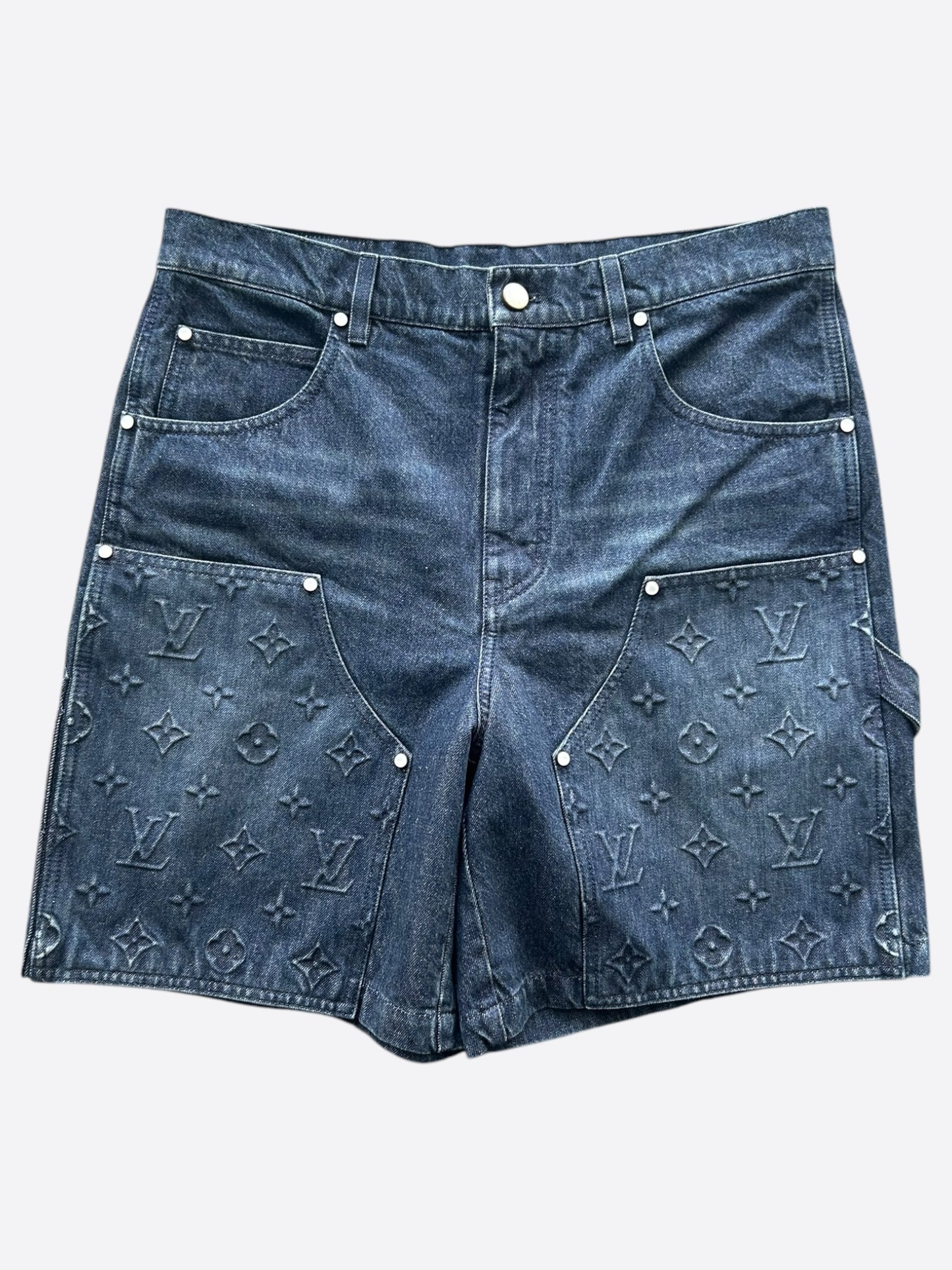 Louis Vuitton Blue Monogram Carpenter Denim Shorts