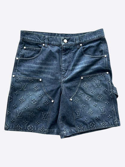 Louis Vuitton Blue Monogram Carpenter Denim Shorts
