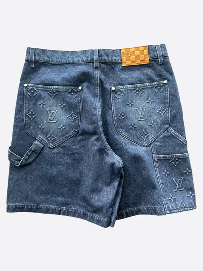 Louis Vuitton Blue Monogram Carpenter Denim Shorts