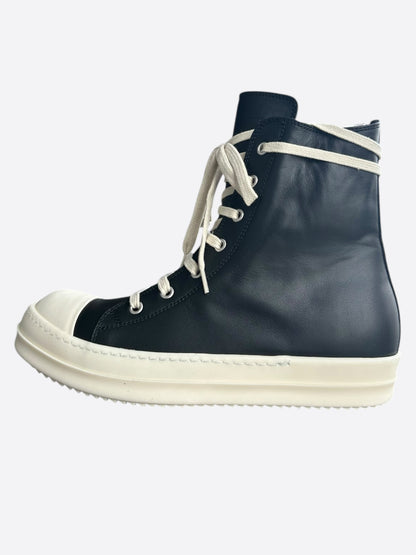 Rick Owens Black & White Leather High Top Sneakers