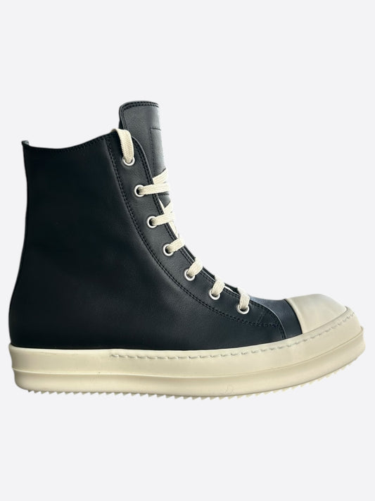 Rick Owens Black & White Leather High Top Sneakers