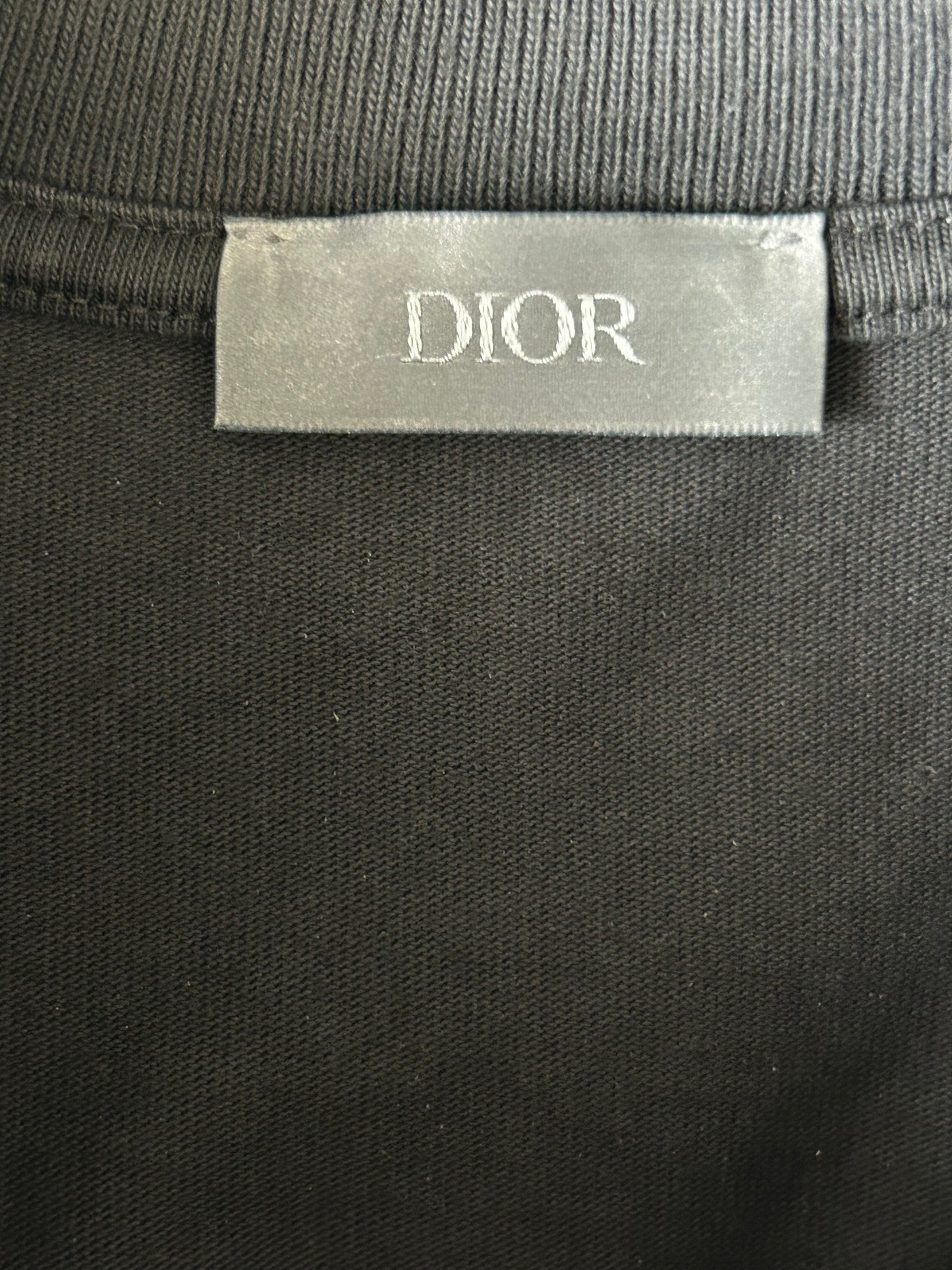 Dior Faded Black Distressed Flower Graphic T-Shirt