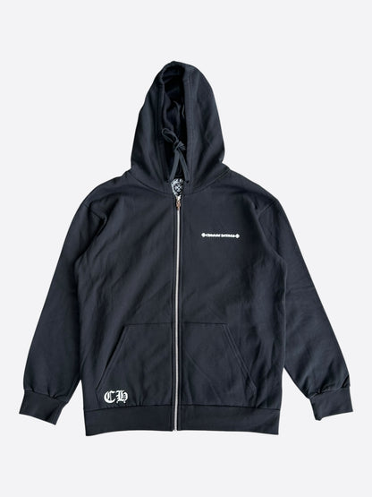 Chrome Hearts Black & White Cross Logo Zip Up Hoodie