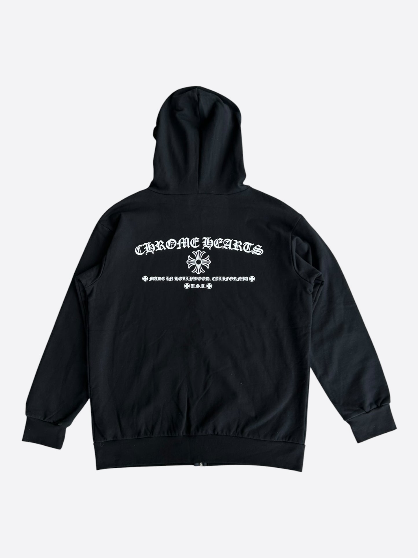 Chrome Hearts Black & White Cross Logo Zip Up Hoodie