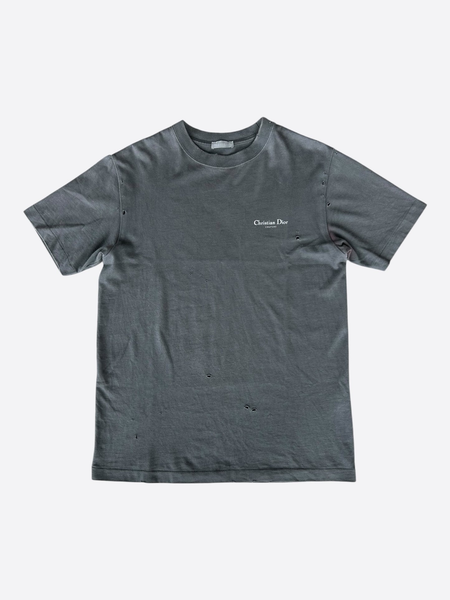 Dior Faded Black Distressed Flower Graphic T-Shirt