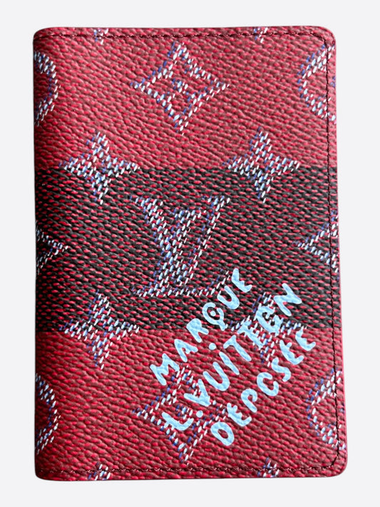 Louis Vuitton Red & White Heritage Monogram Pocket Organizer