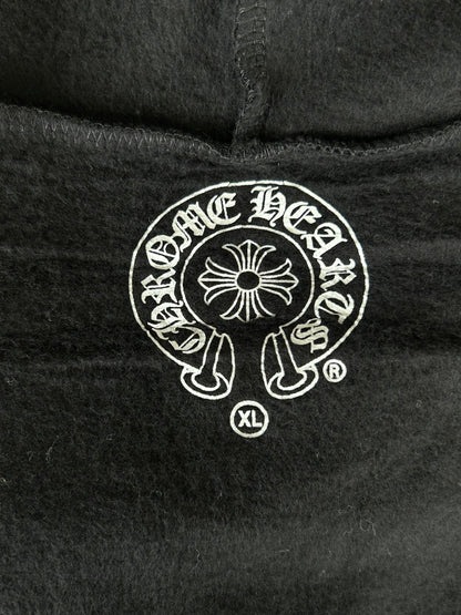 Chrome Hearts Black & White Dagger Logo Zip Up Hoodie