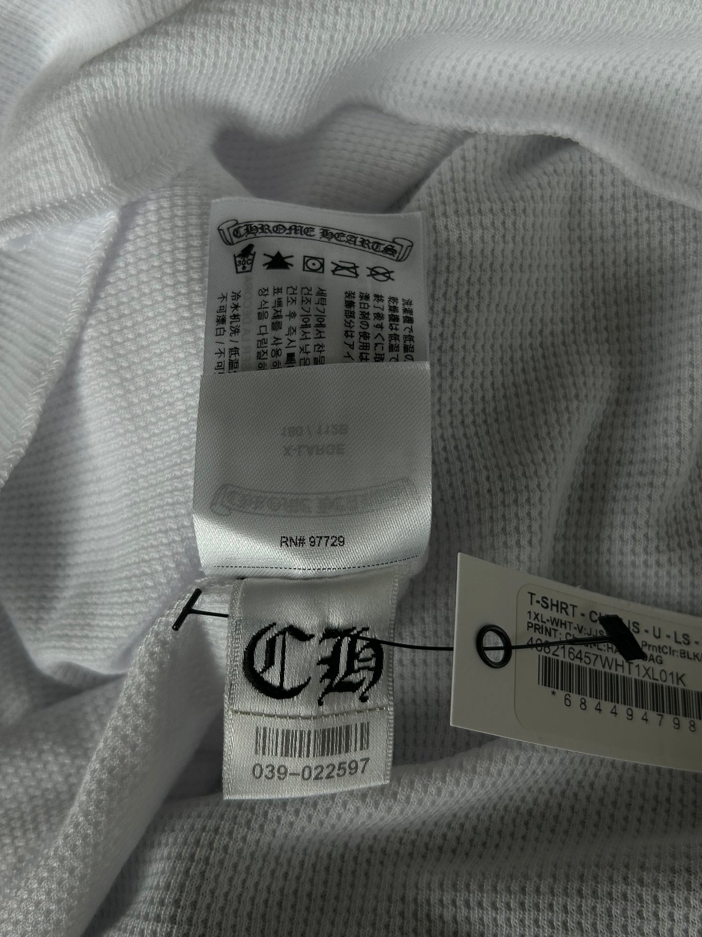 Chrome Hearts White, Black & Pink Deadly Doll Thermal Longsleeve T-Shirt
