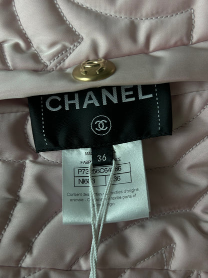 Chanel Pink Lambksin CC Monogram Reversible Women's Puffer Vest