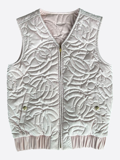 Chanel Pink Lambksin CC Monogram Reversible Women's Puffer Vest