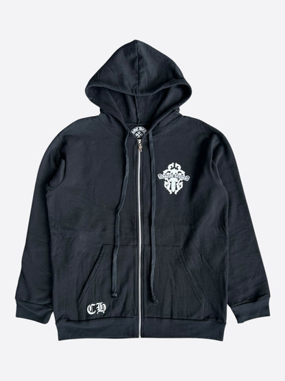 Chrome Hearts Black & White Dagger Logo Zip Up Hoodie