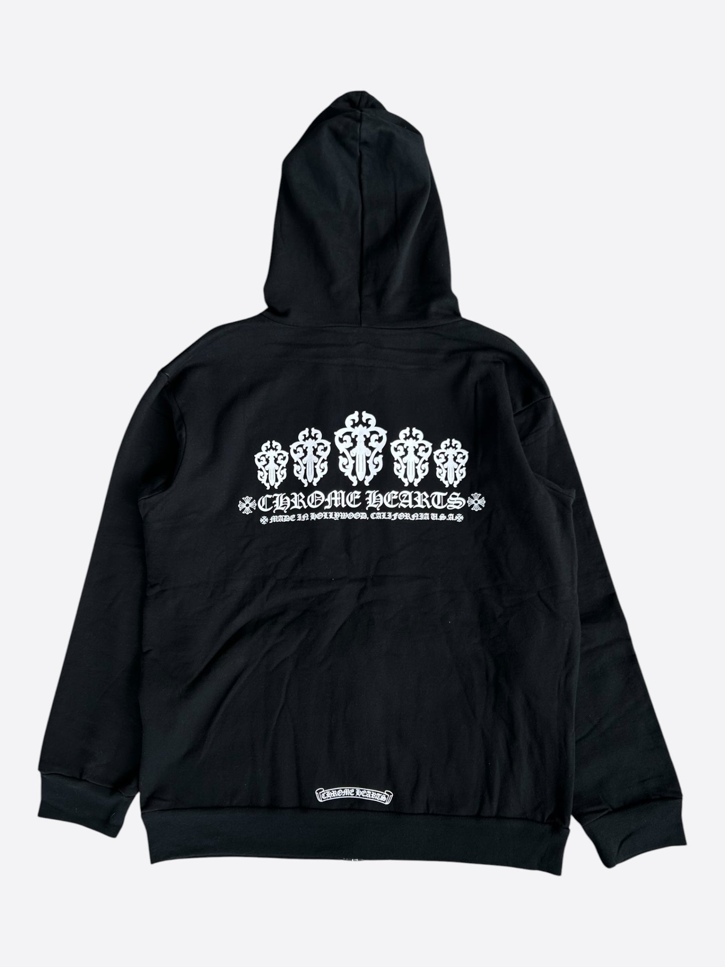 Chrome Hearts Black & White Dagger Logo Zip Up Hoodie