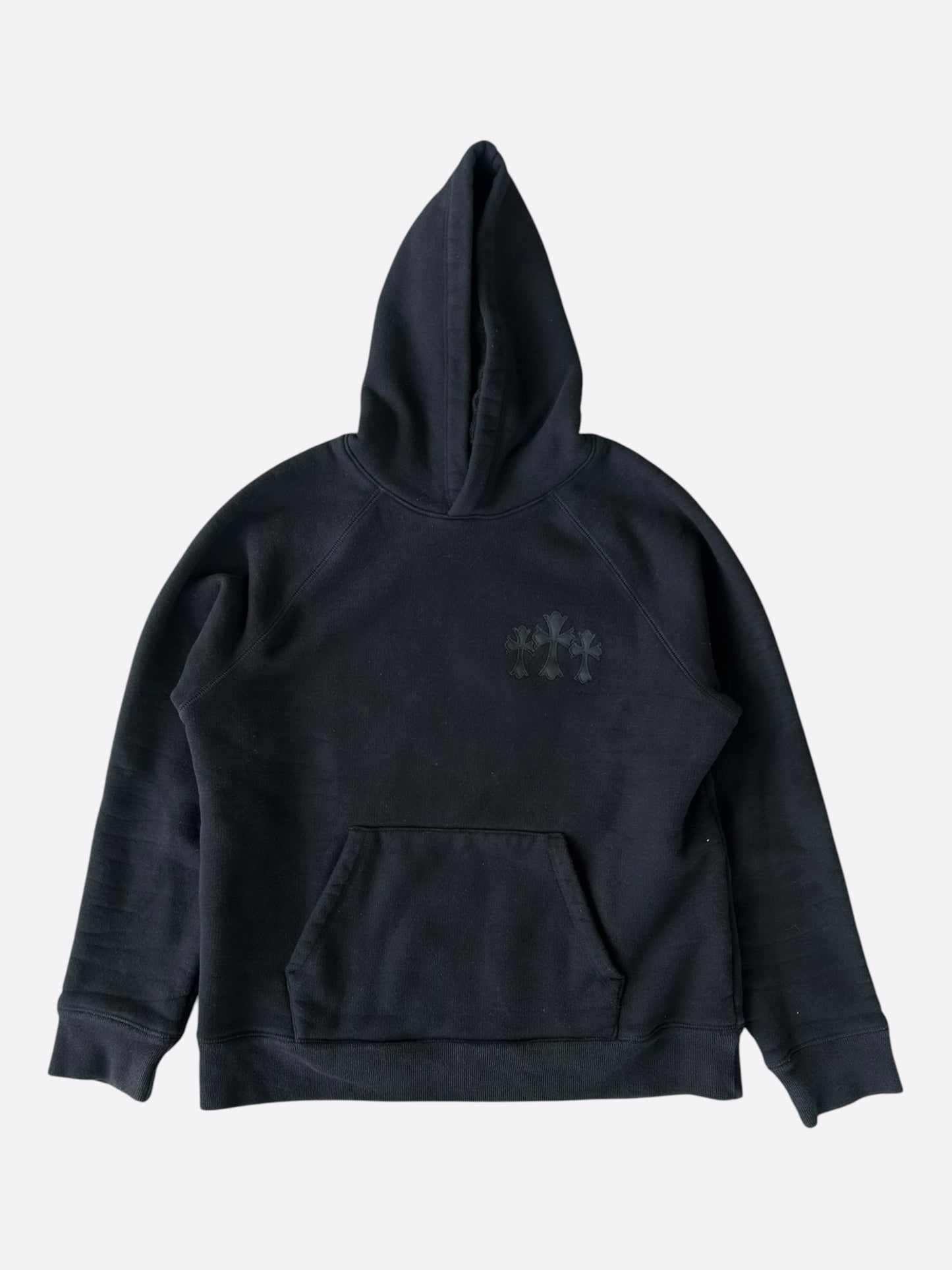 Chrome Hearts Black Triple Cross CH Logo Embroidered Hoodie