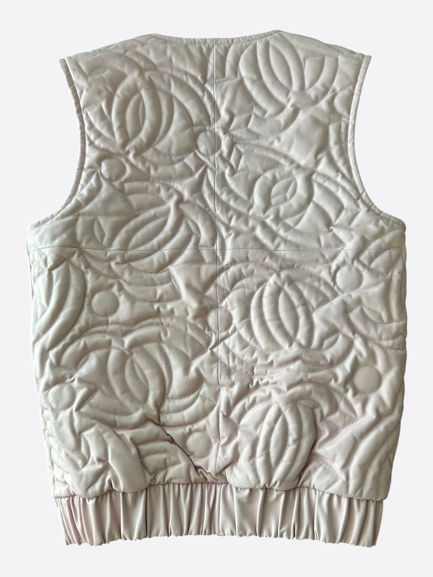 Chanel Pink Lambksin CC Monogram Reversible Women's Puffer Vest