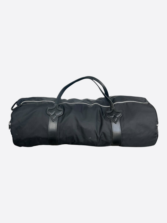 Chrome Hearts Black Nylon & Leather Fleur XL Duffel Bag