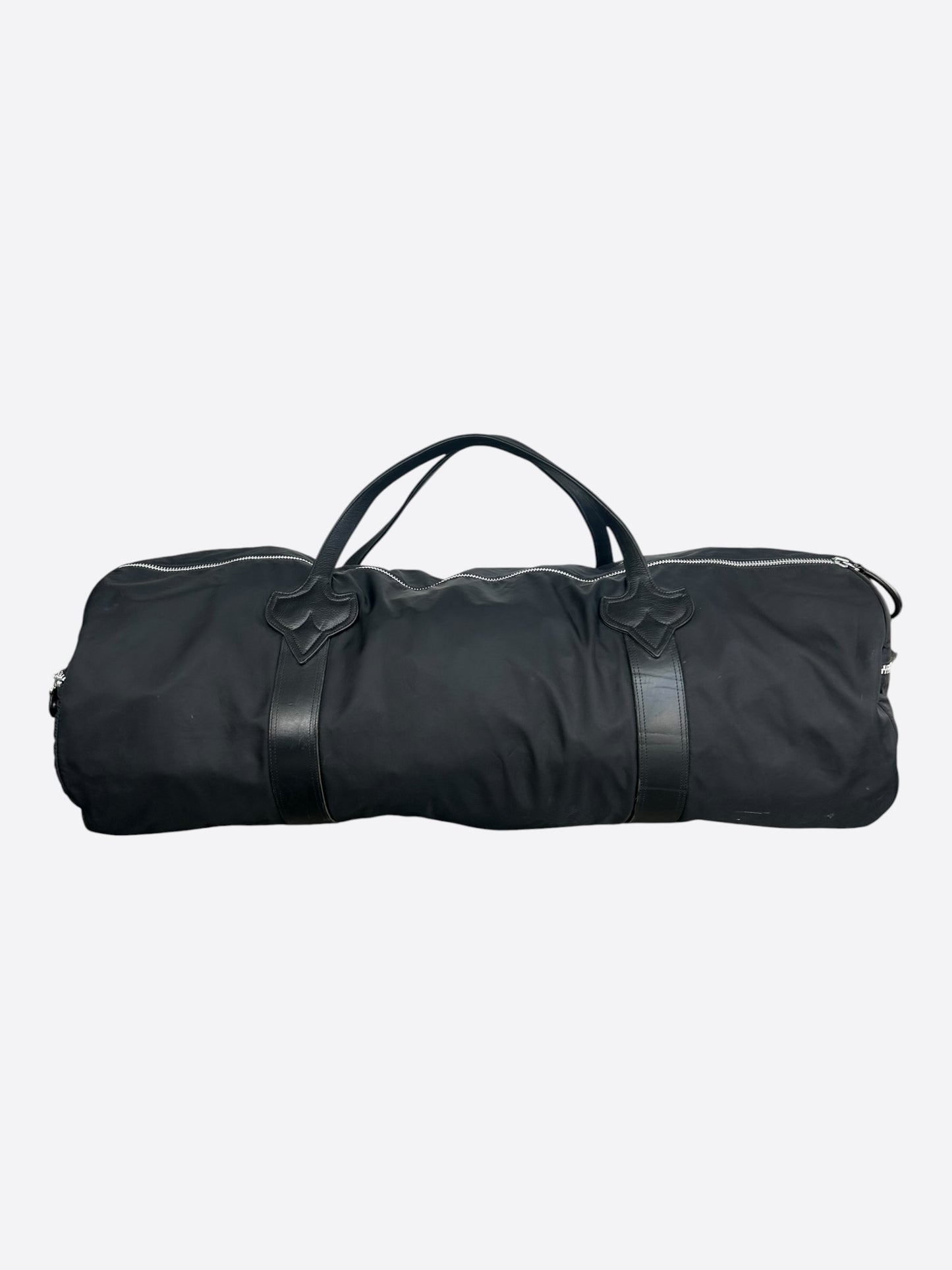 Chrome Hearts Black Nylon & Leather Fleur XL Duffel Bag