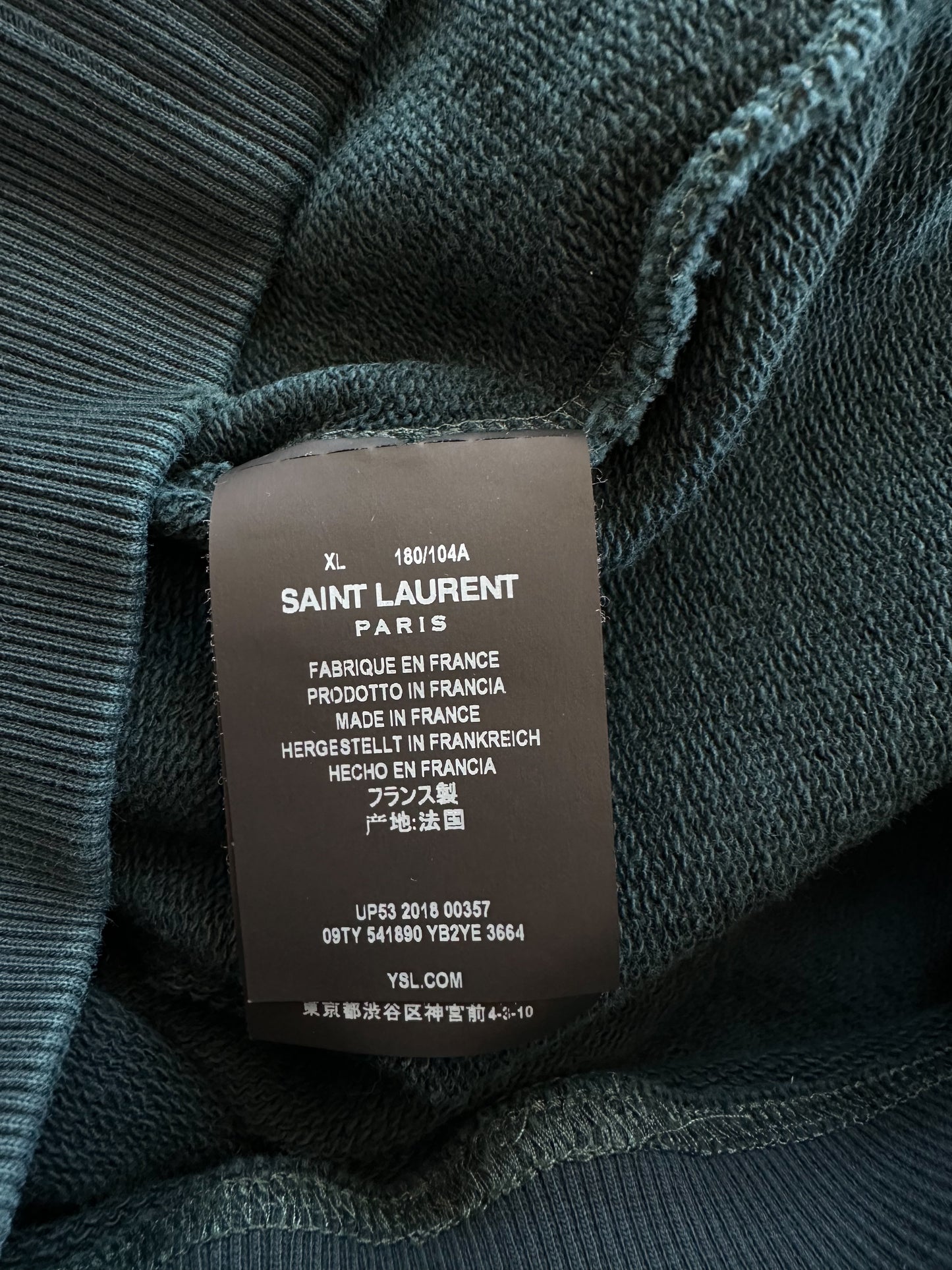 Saint Laurent Green Rive Gauche Logo Hoodie