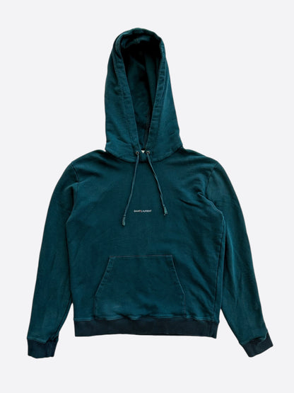 Rive Gauche Saint Laurent Box Logo Hoodie Saint Laurent Green Rive