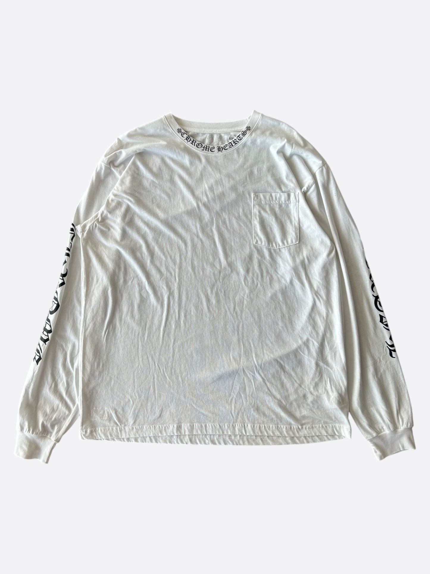 Chrome Hearts White & Black Neck Logo Longsleeve T-Shirt