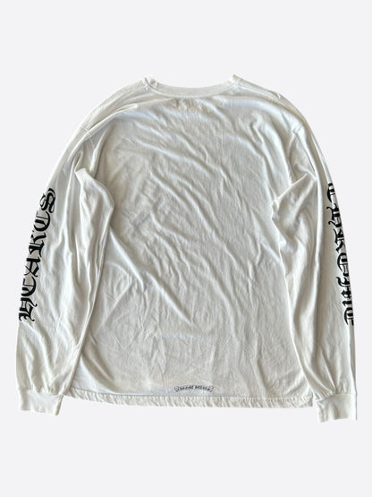 Chrome Hearts White & Black Neck Logo Longsleeve T-Shirt
