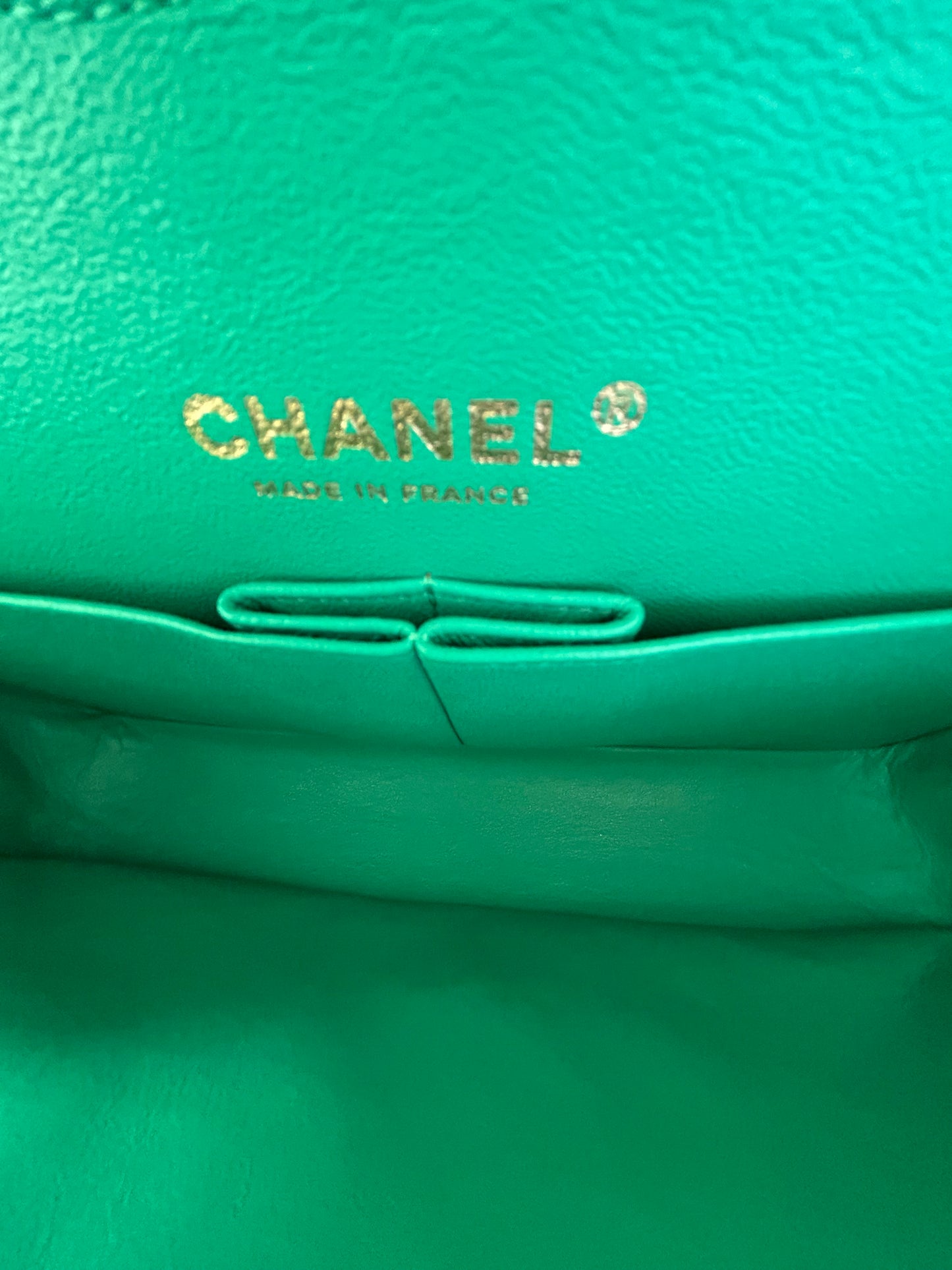 Chanel Green Quilted Lambskin Medium Flap Bag