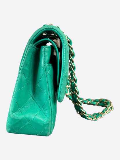 Chanel Green Quilted Lambskin Medium Flap Bag