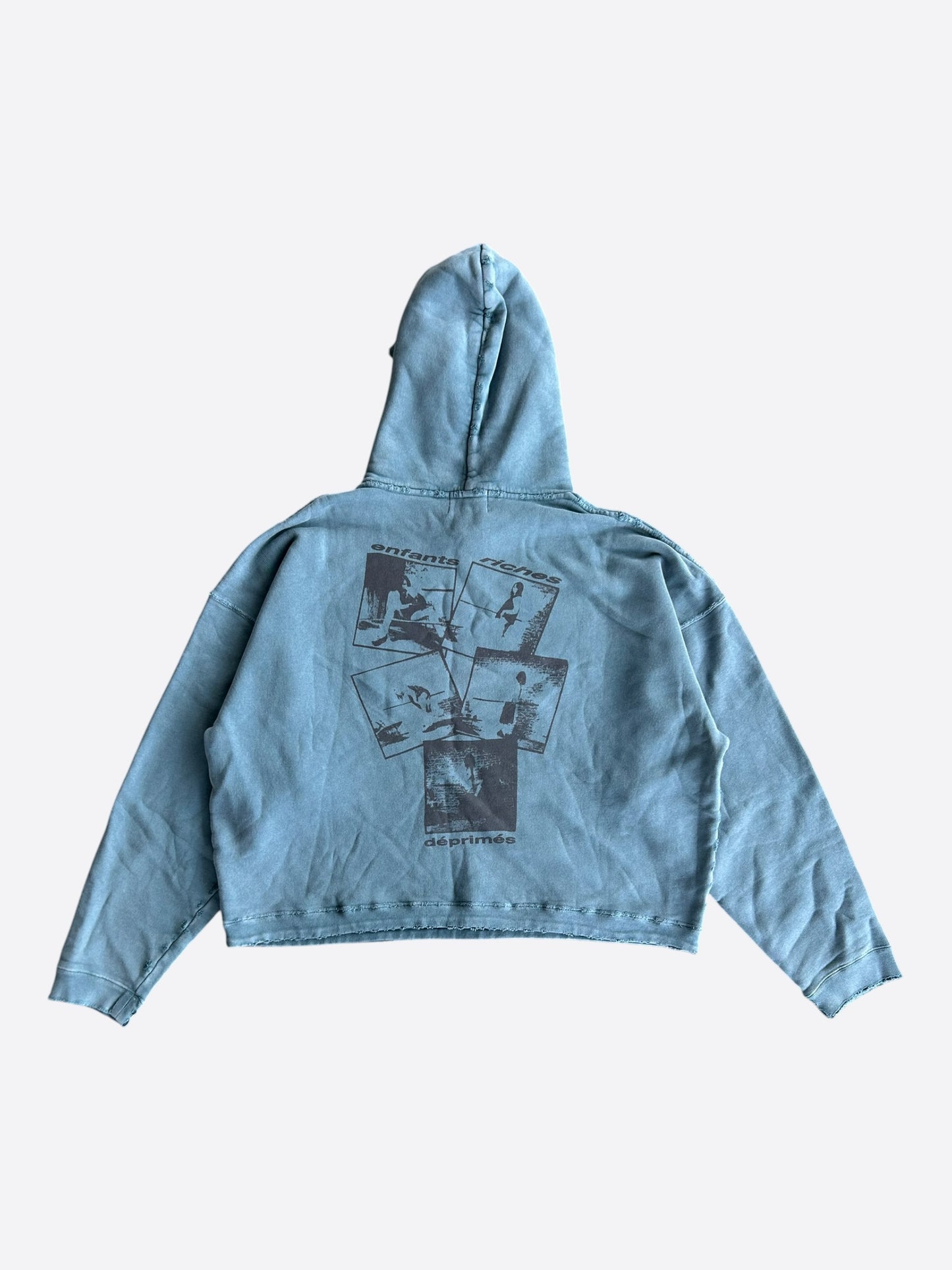 Enfants Riches Deprimes Faded Blue & Black School-Days Graphic Hoodie