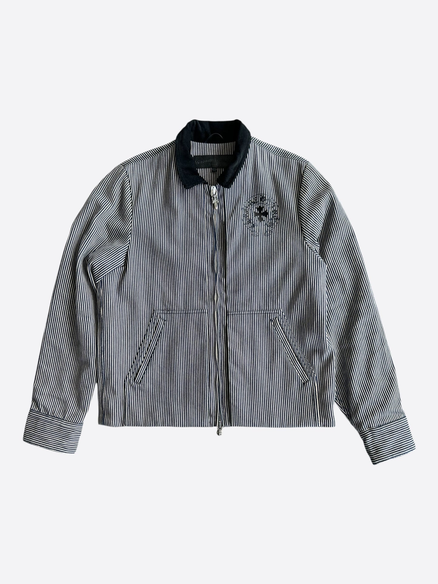 Chrome Hearts Blue & White Pinstripe Workwear Jacket