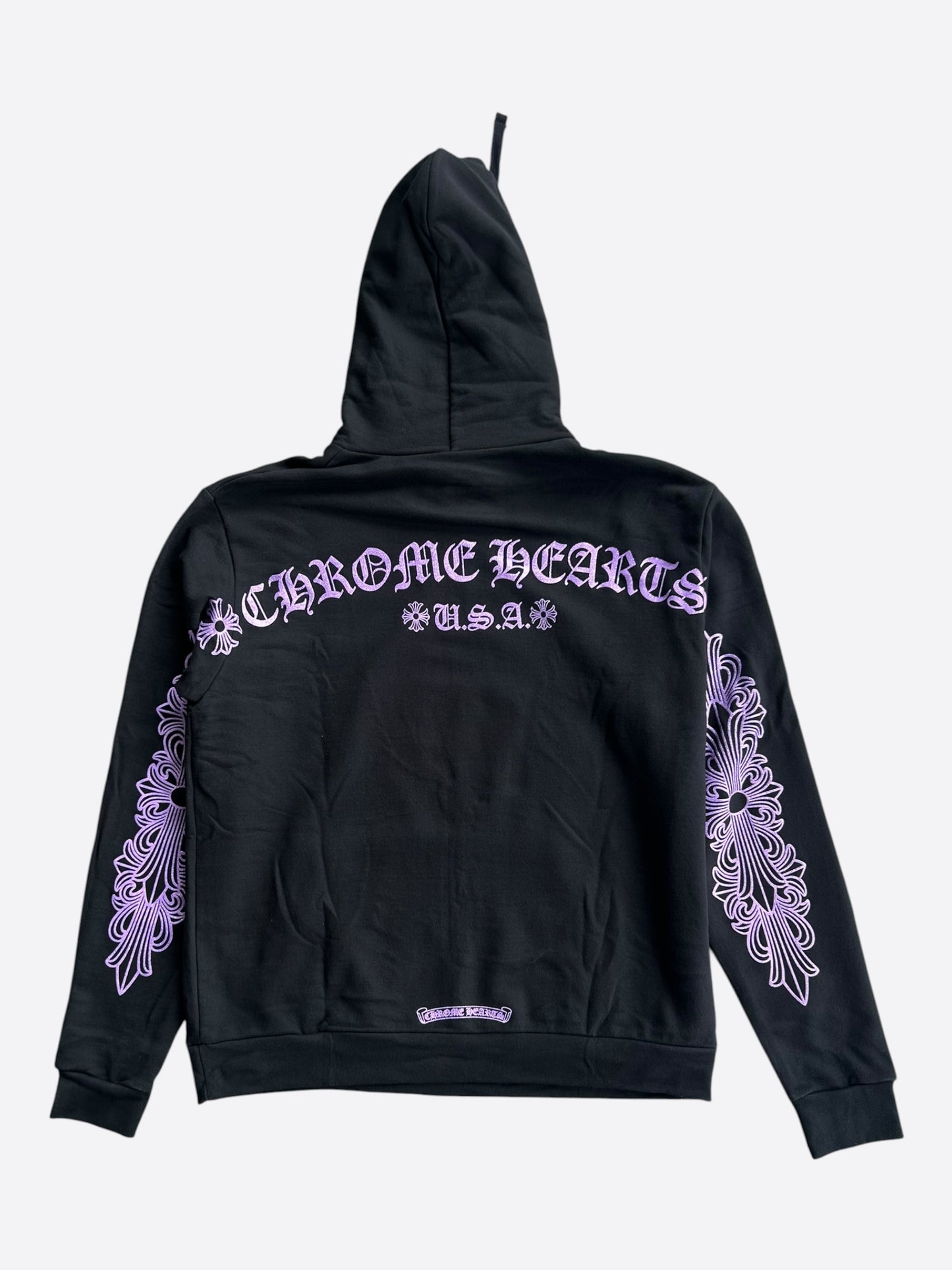 Chrome Hearts Black & Purple Friends & Family Glitter Floral Logo Hoodie