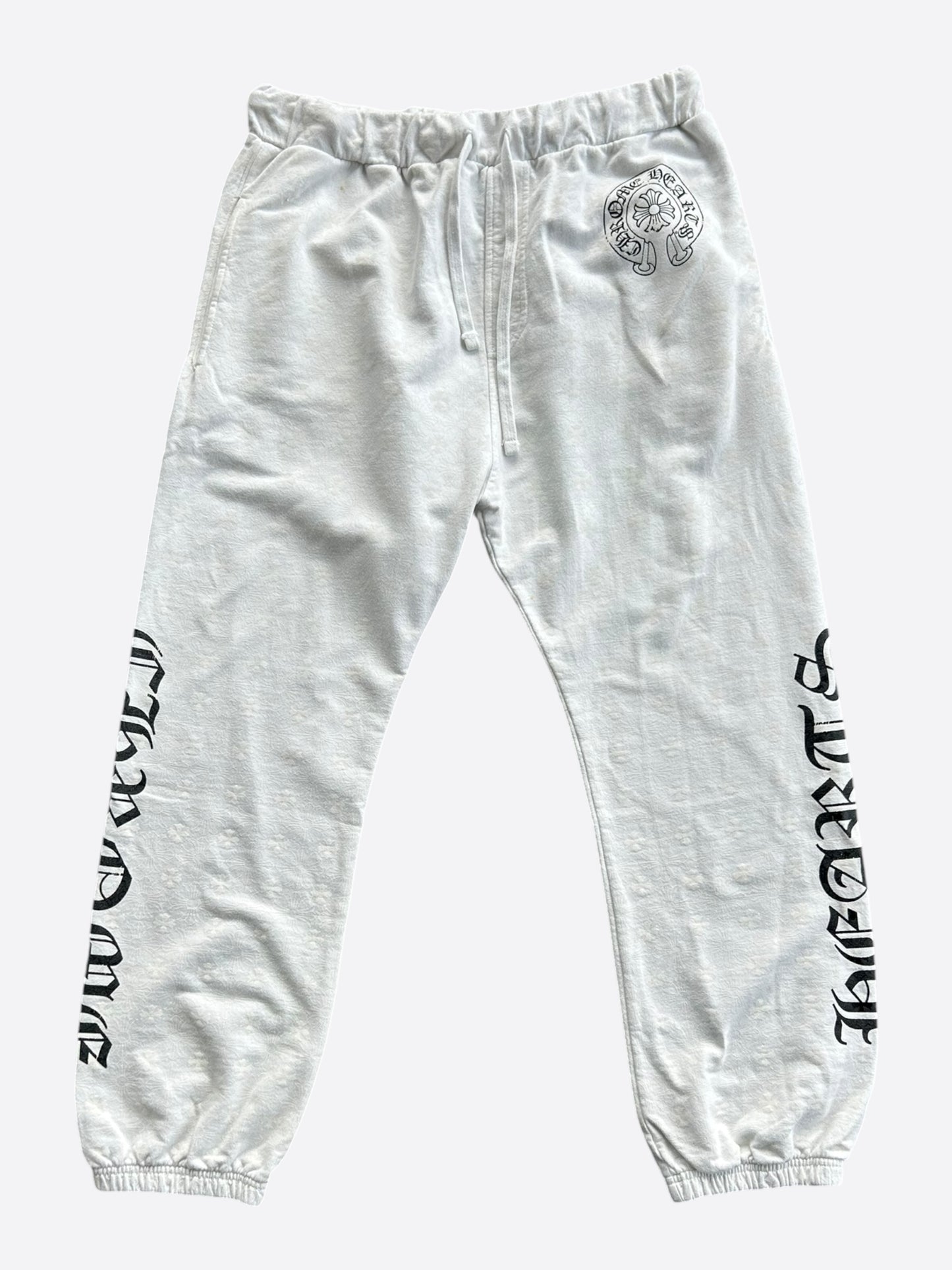 Chrome Hearts White & Black Horseshoe Logo Cross Jacquard Sweatpants