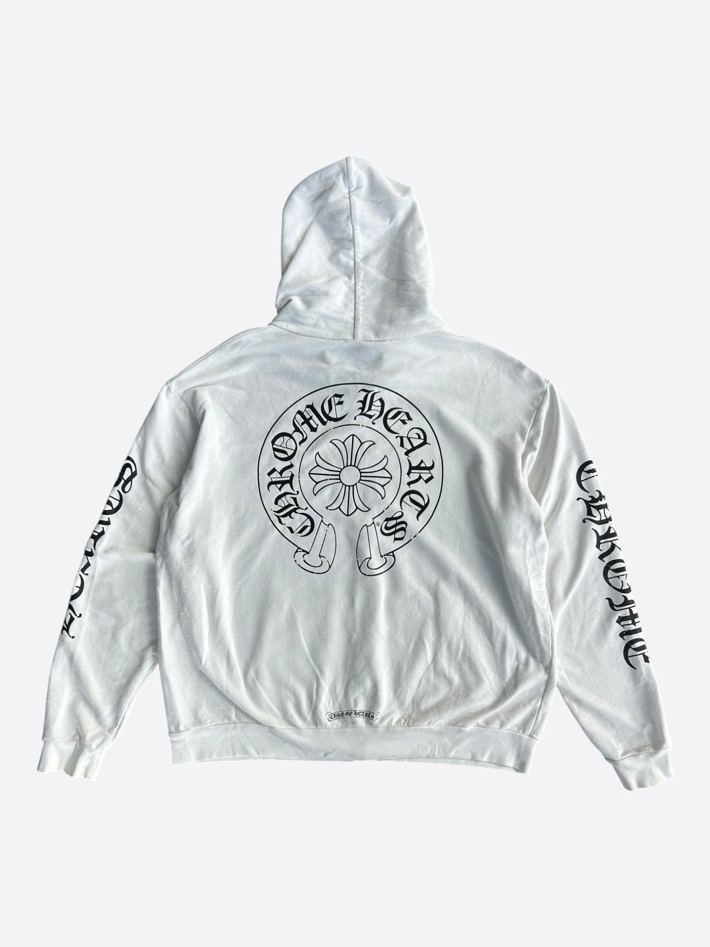 Chrome Hearts White & Black Cross Jacquard Horseshoe Logo Zip Up Hoodie