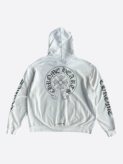 Chrome Hearts White & Black Cross Jacquard Horseshoe Logo Zip Up Hoodie