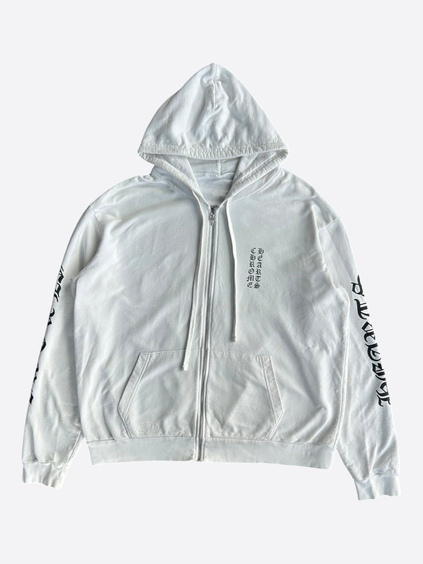 Chrome Hearts White & Black Cross Jacquard Horseshoe Logo Zip Up Hoodie