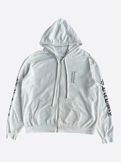 Chrome Hearts White & Black Cross Jacquard Horseshoe Logo Zip Up Hoodie