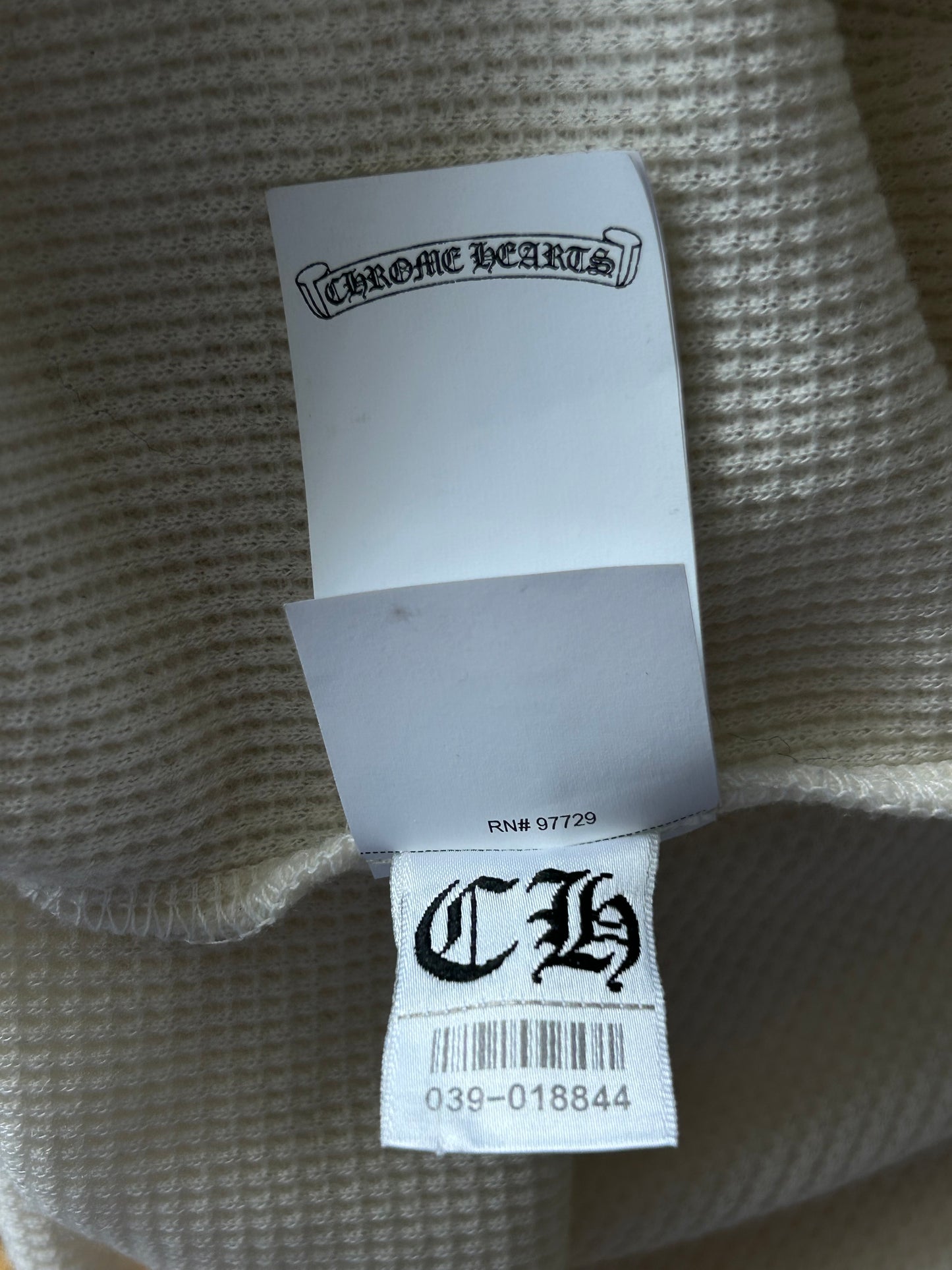 Chrome Hearts White Embroidered Logo Waffle Knit Button Up T-Shirt