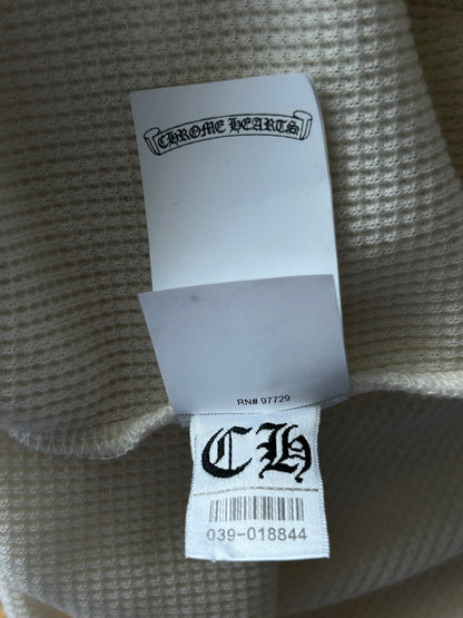 Chrome Hearts White Embroidered Logo Waffle Knit Button Up T-Shirt